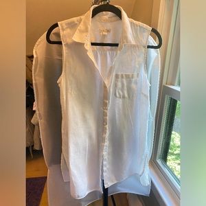 J.Jill linen sleeveless button down shirt, white